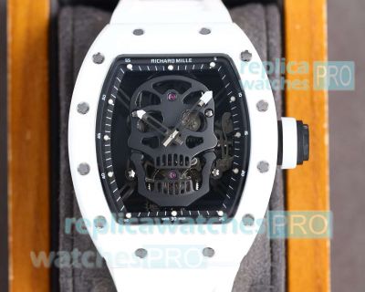 Swiss Replica Richard Mille Skull Tourbillon RM 052 White Ceramic Watch for Men